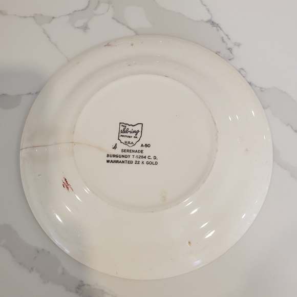 Sebring Pottery Serenade Maroon & 22 Kt. gold trim plates (4) - Picture 7 of 15